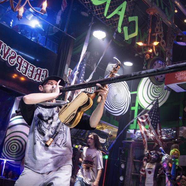 The storyteller performing live